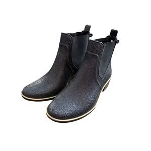Size 6/7 Kate Spade Sedgewick Short Rain Boots Glitter Black